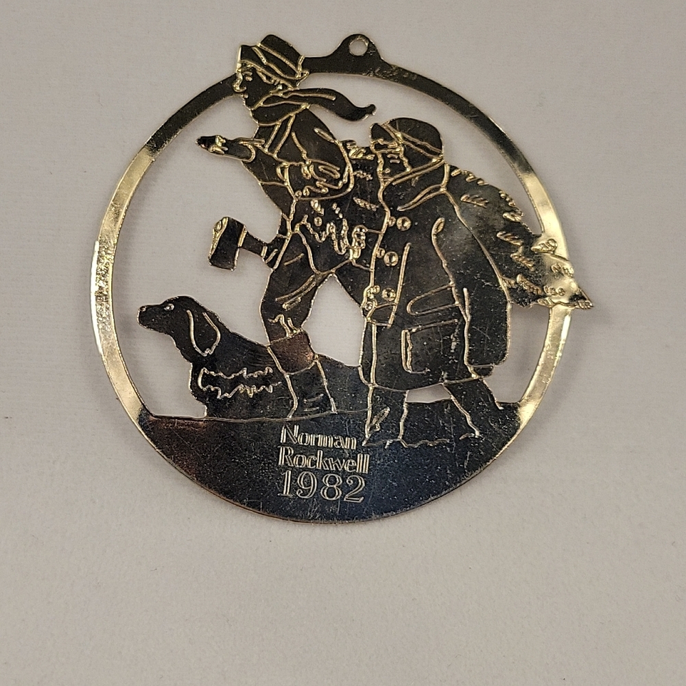 Norman Rockwell Gold Holiday Ornament